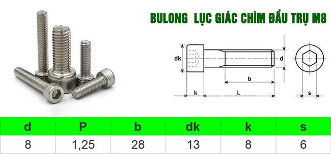 bu long luc giac chim dau tru m8x30 inox 304 1 - Thiết bị điện Thương Hải Phát